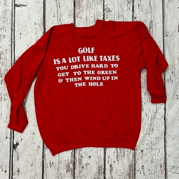 Vintage Funny Golf Humor Graphic Golf Gift 1980s Crewneck Pullover Sweatshirt - Picture 1 of 4
